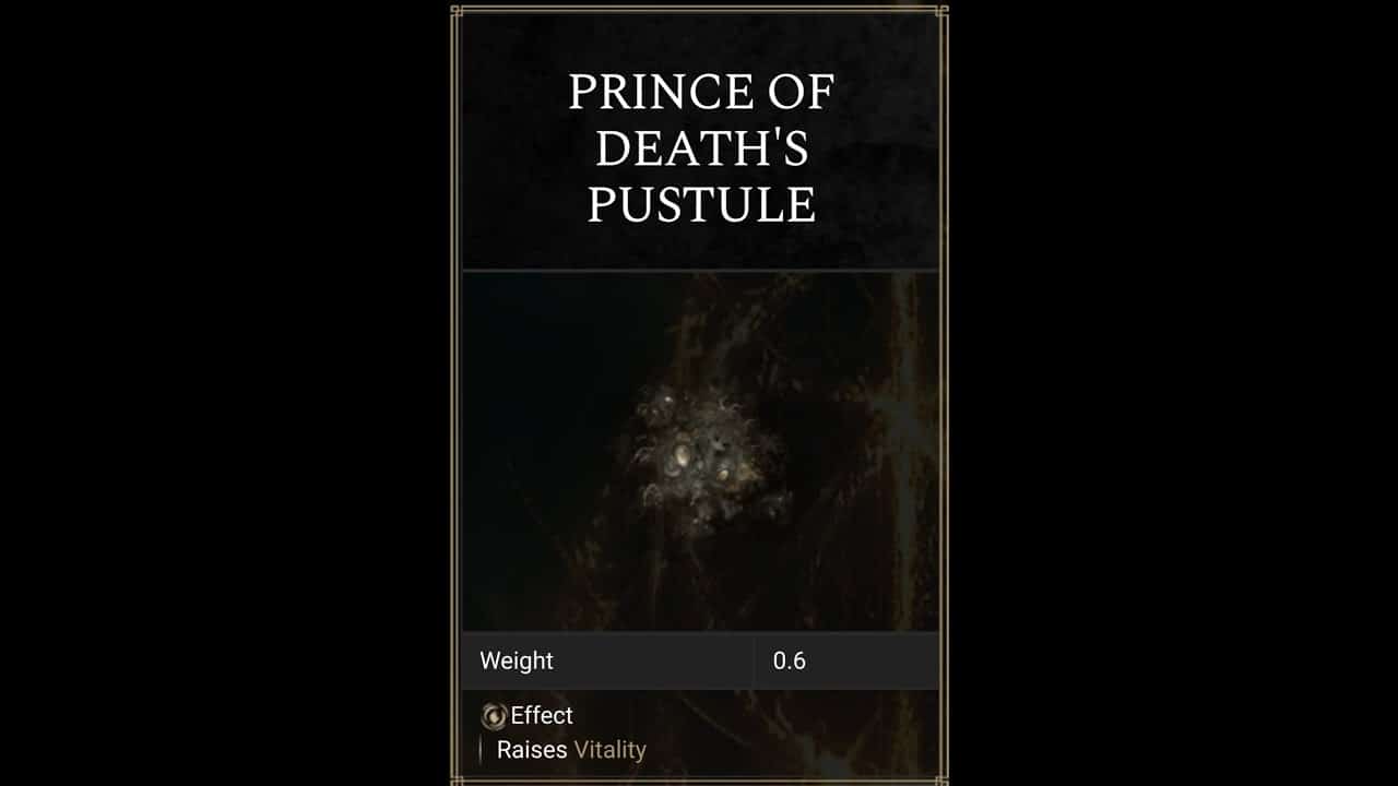 Elden Ring Where to find Prince of Death's Pustule